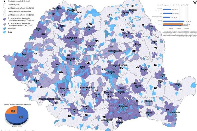 Harta zonelor urbane funcționale, Foto: Banca Mondiala