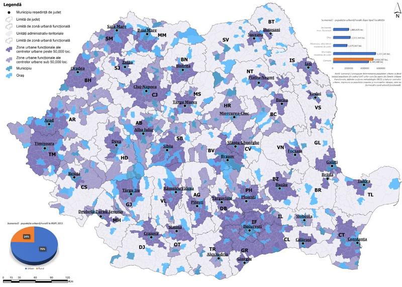 Harta zonelor urbane funcționale, Foto: Banca Mondiala