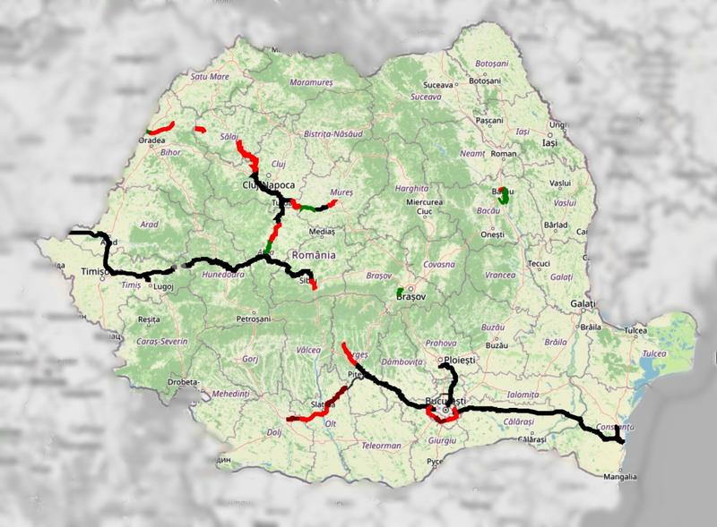 Harta autostrazile din Romania - 2020 - 2021, Foto: Hotnews