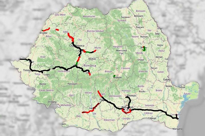 Harta autostrazile din Romania - 2020 - 2021, Foto: Hotnews