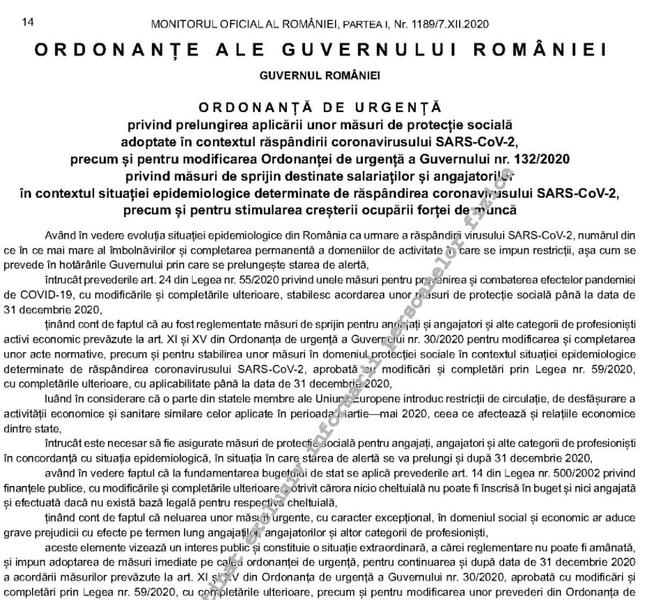 Somajul tehnic suportat de stat prelungit până la jumătatea anului 2021, Foto: Monitorul Oficial