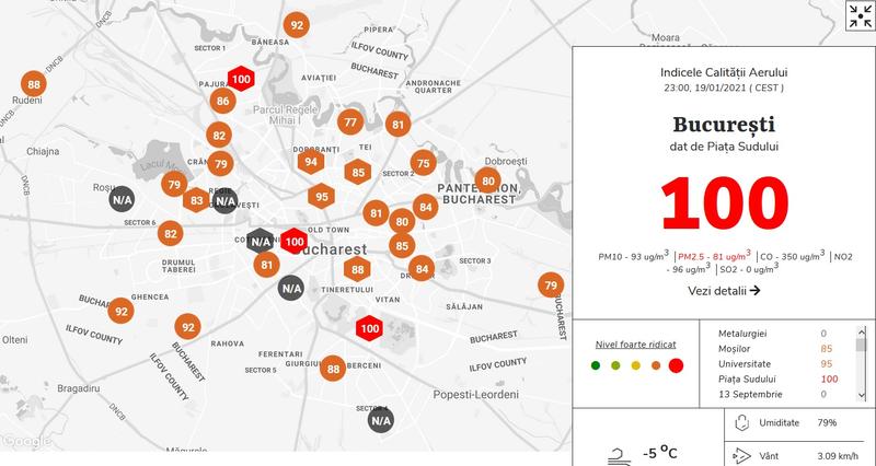 Poluare in Bucuresti 19-01-2021, Foto: aerlive.ro