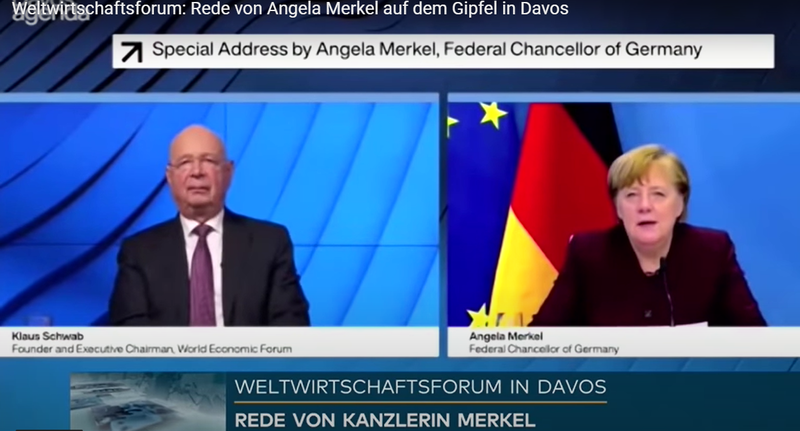 Angela Merkel si Klaus Schwab la Davos, Foto: Captura