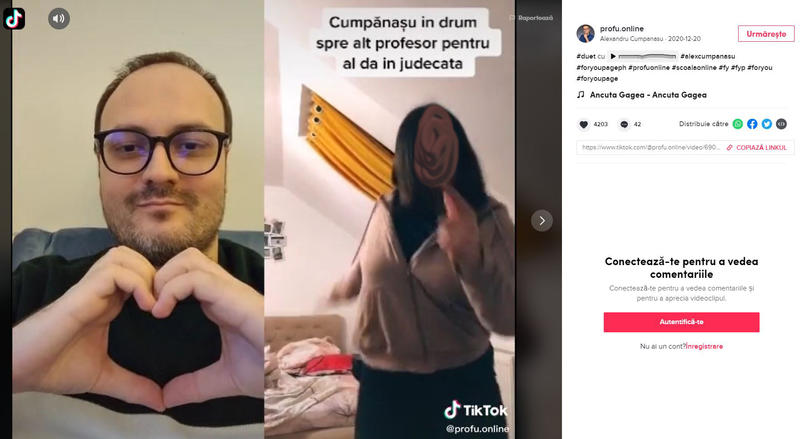 Cumpanasu TikTok duet, Foto: Screenshot via TikTok