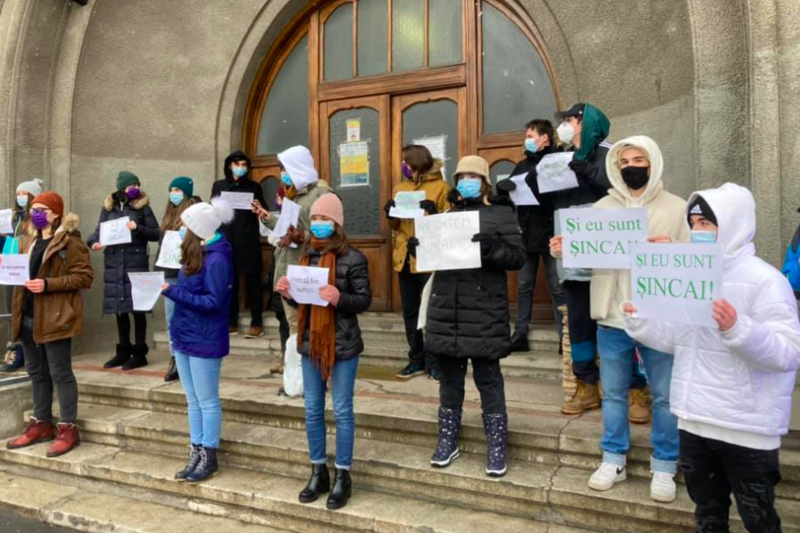 Protest la Colegiul Sincai, Foto: Hotnews