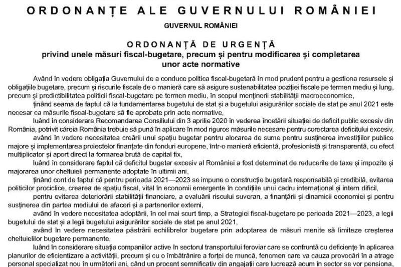 OUG masuri reducere cheltuieli, Foto: Monitorul Oficial