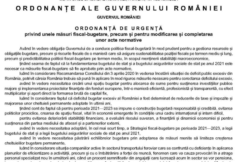 OUG masuri reducere cheltuieli, Foto: Monitorul Oficial
