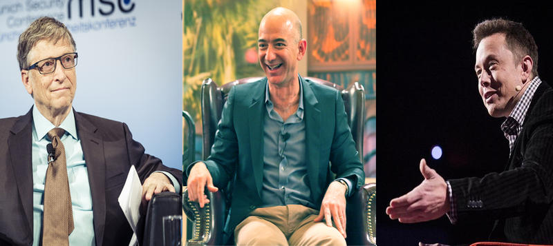 Bill Gates, Jeff Bezos si Elon Musk, Foto: Colaj foto