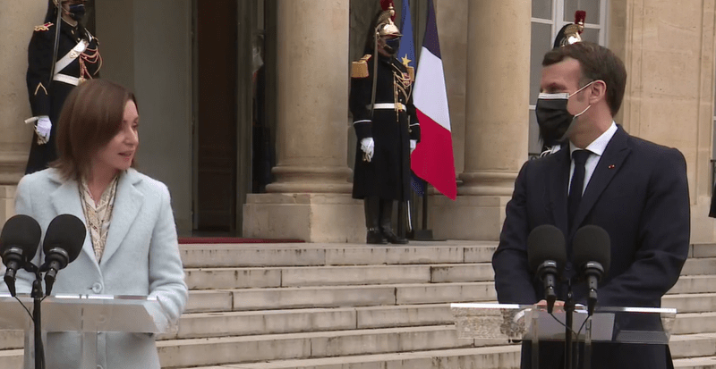 Maia Sandu si Emmanuel Macron, Foto: Captura video