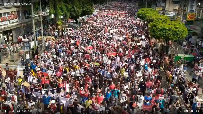 Proteste masive în Myanmar, Foto: Captura YouTube