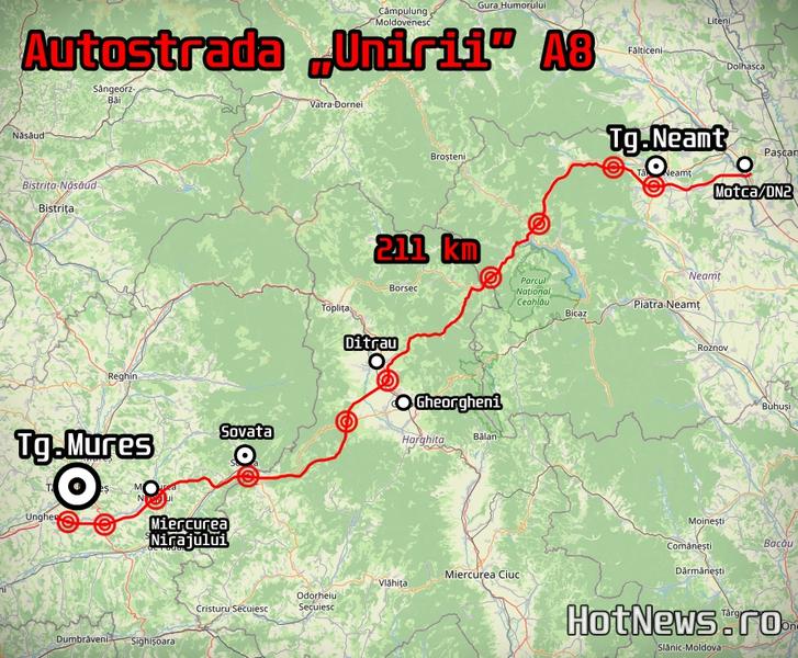 Autostrada „Unirii” A8: Loturile montane vor fi scoase la licitație: Câte tuneluri și poduri va avea autostrada ce va uni Moldova de Transilvania