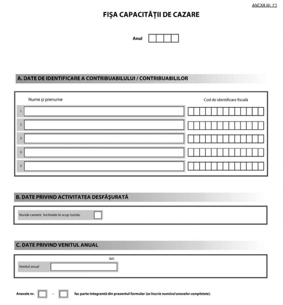 Fisa capacitatii de cazare, in Monitorul oficial, Foto: Monitorul Oficial