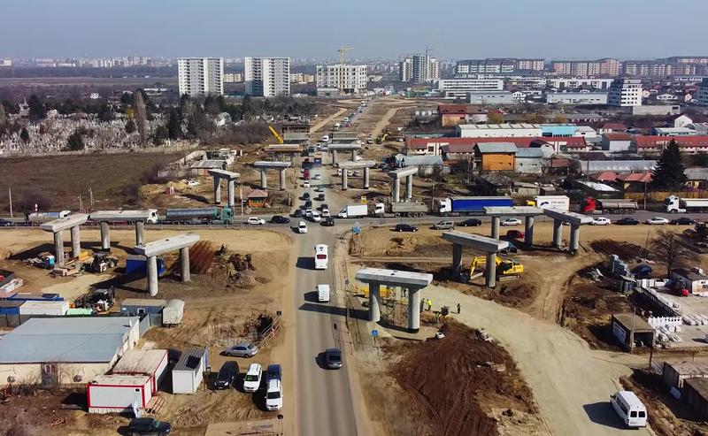 Pasajul de la Domnesti - stadiul constructie in martie 2021, Foto: Captura YouTube