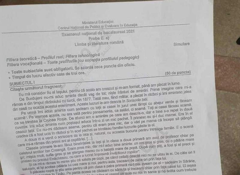 Subiecte romana simulare bac 2021, Foto: Hotnews