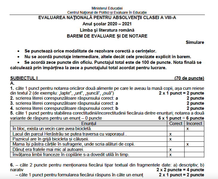 Barem simulare evalurea nationala limba romana, Foto: Hotnews
