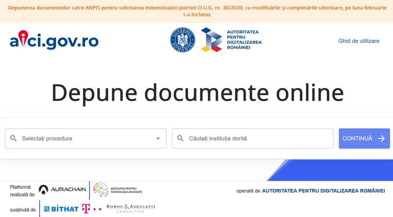 Platforma aici.gov.ro, Foto: Captura aici.gov.ro