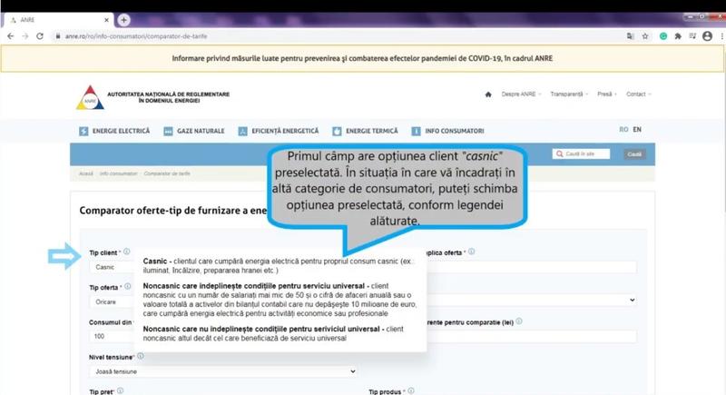 Comparator preturi energie, Foto: Captura
