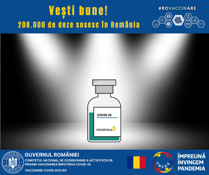 Noua transa vaccin AstraZeneca, Foto: CNCAV