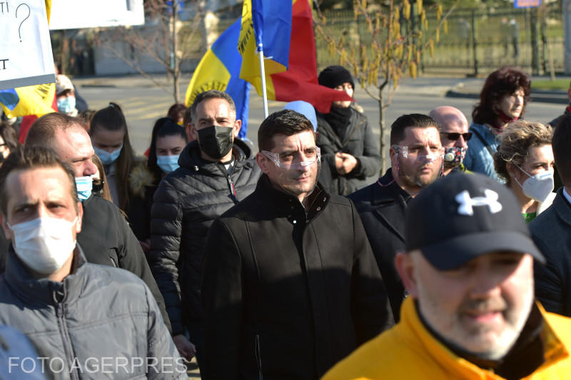 George Simion la protestul anti-vaccinare, Foto: Agerpres