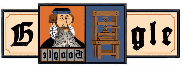 Google Doodle in onoarea lui Johannes Gutenberg, Foto: Captura ecran