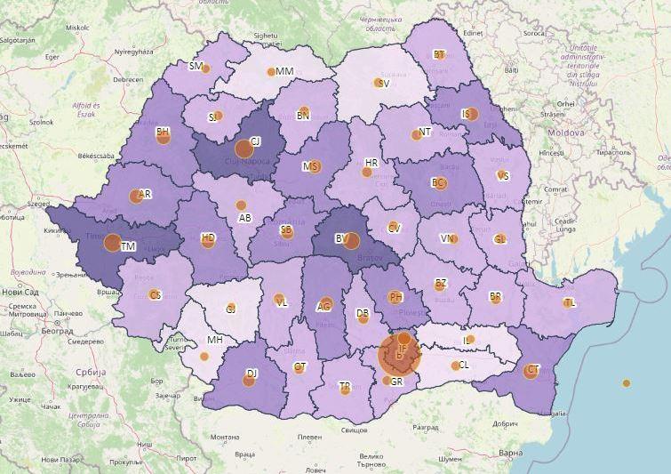 Harta judete Covid 17 aprilie, Foto: Hotnews