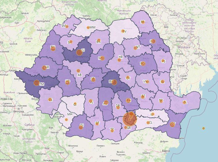 Harta judete Covid 17 aprilie, Foto: Hotnews