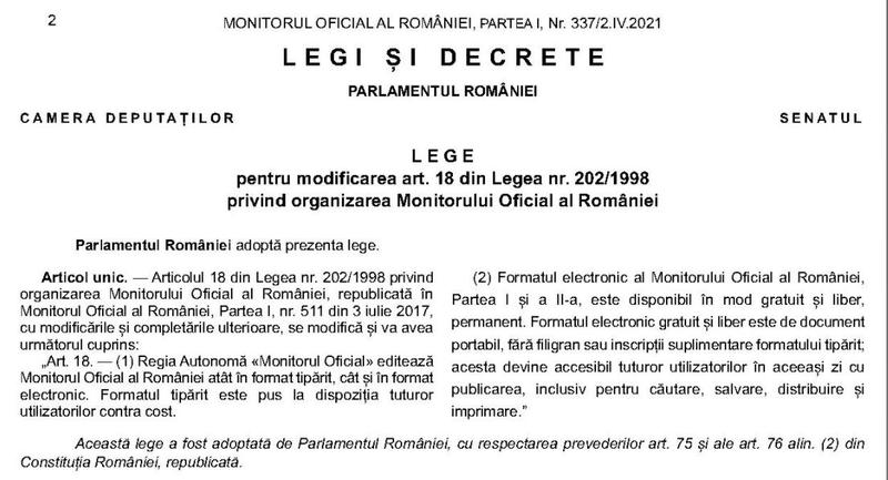 Lege Monitorul Oficial, Foto: Monitorul Oficial