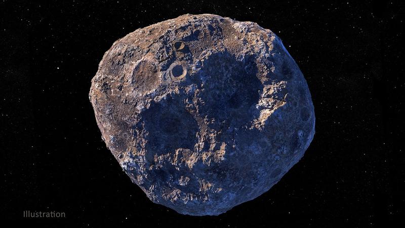 Ilustrare grafică a asteroidului Psyche, Foto: NASA JPL-Caltech
