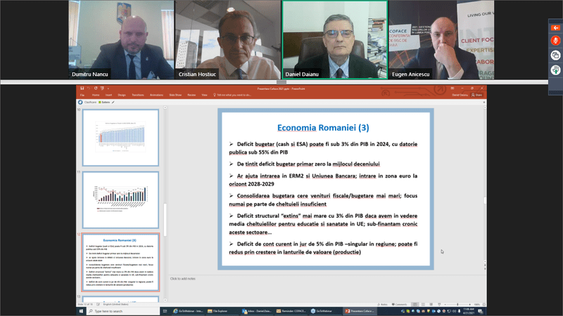 Acad. Daniel Daianu in timpul prezentarii de la Conferinta Coface de miercuri, Foto: Hotnews