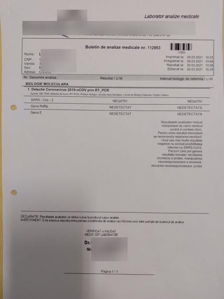 buletin falsificat pentru testul COVID, Foto: Politia Capitalei
