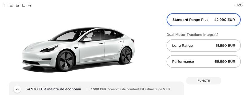 Tesla Model 3 configurator in romana, Foto: Tesla Motors