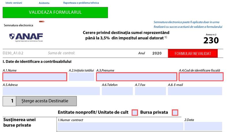 Formularul 230, Foto: ANAF