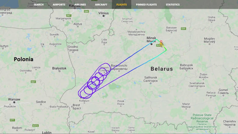 Avionul Belavia s-a rotit în aer, Foto: FlightRadar24