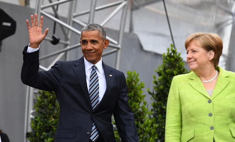 Fostul presedinte american Barack Obama alaturi de cancelarul german Angela Merkel, Foto: Ralf Hirschberger / AFP / Profimedia Images