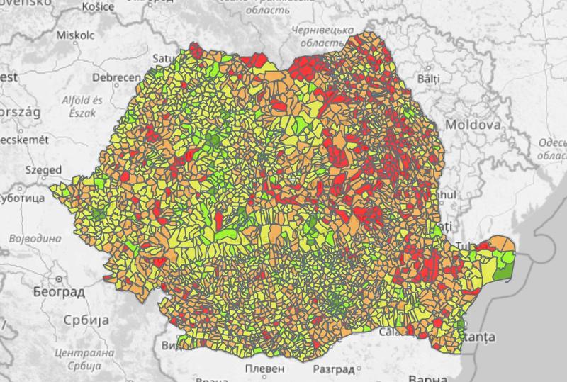 Harta vaccinarii Romania, Foto: geo-spatial.org