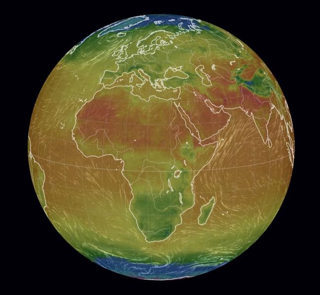 Pamantul, Foto: Earth.nullschool.net