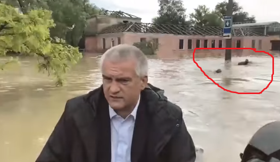 angajati ai Ministerului Situatiilor de Urgenta din Crimeea inoata în spatele barcii lui Aksenov, Foto: Captura video