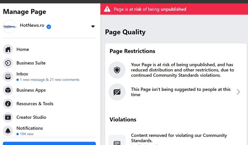 HotNews.ro, sancționat de către Facebook, Foto: Hotnews