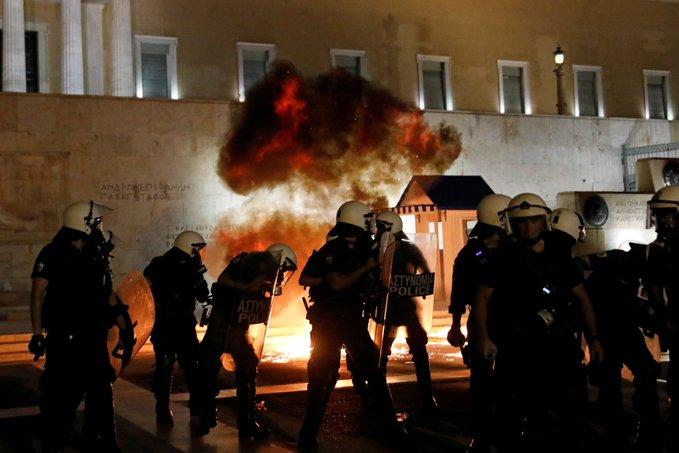 Protest in Grecia (sursa foto: twitter), Foto: Hotnews
