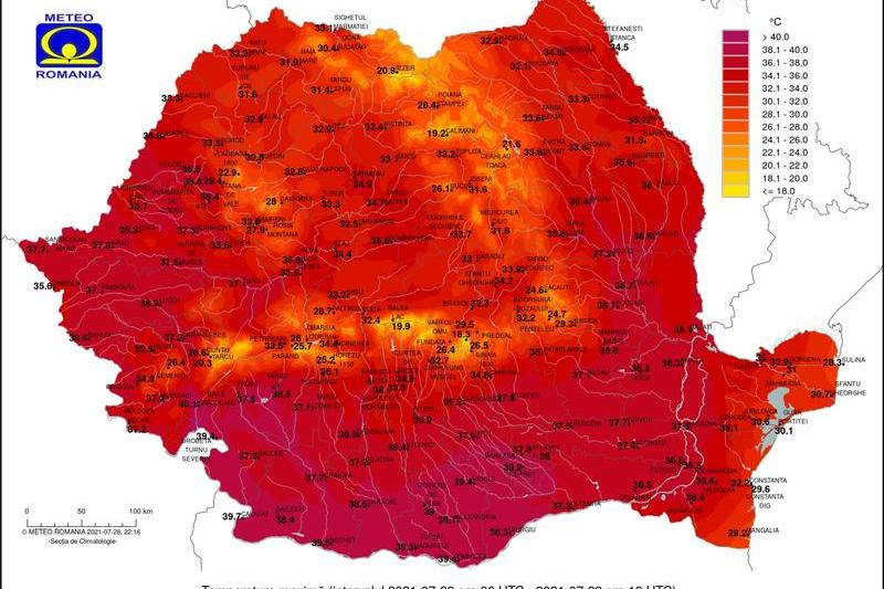 Maximele in tara pe 28 iulie 2021, Foto: ANM