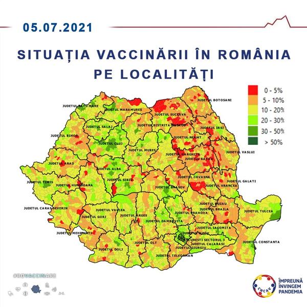 Situatia vaccinarii pe localitati, Foto: CNSU