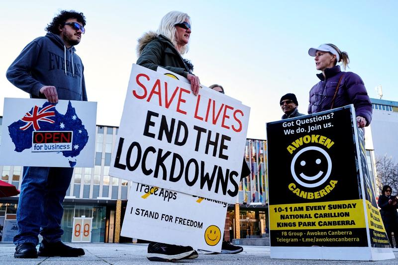 Protest in Canberra impotriva lockdown-urilor repetate, Foto: Rohan Thomson / AFP / Profimedia Images