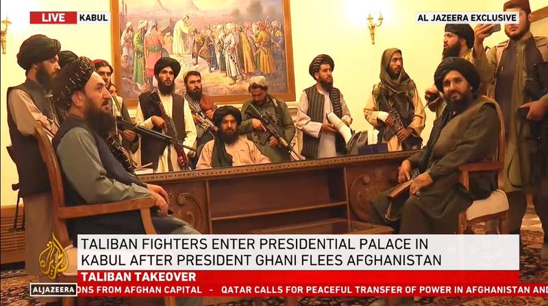 Talibanii in palatul prezidential din Kabul, Foto: Captura