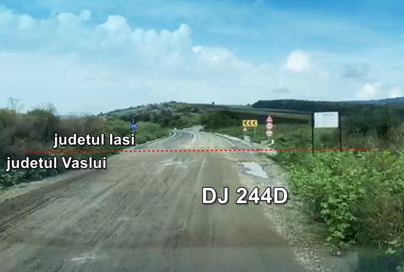 DJ244D la granita dintre judetele Vaslui si Iasi, Foto: Captura video