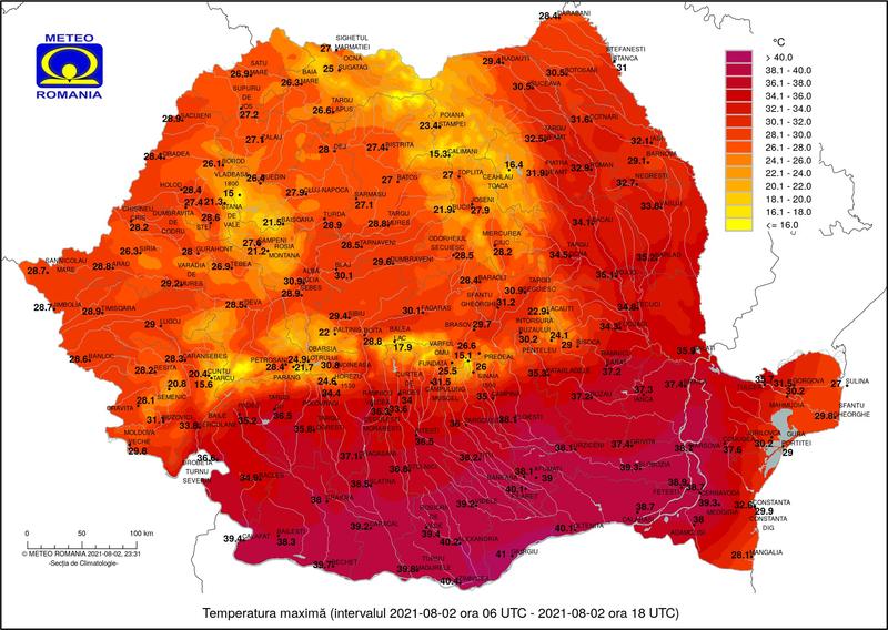 harta canicula 2 august, Foto: ANM