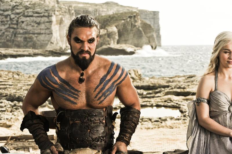 Jason Momoa si Emilia Clarke la filmarile pentru Game of Thrones, Foto: LMK / Landmark / Profimedia Images
