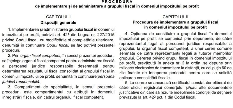 Procedura grup fiscal impozit pe profit, Foto: Monitorul Oficial