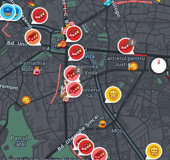 Trafic blocat în Bucuresti, Foto: Waze