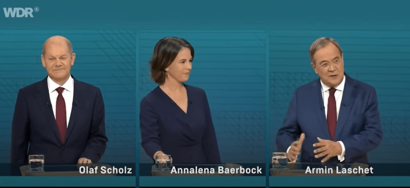 Scholz - Baerbock - Laschet, Foto: Captura video