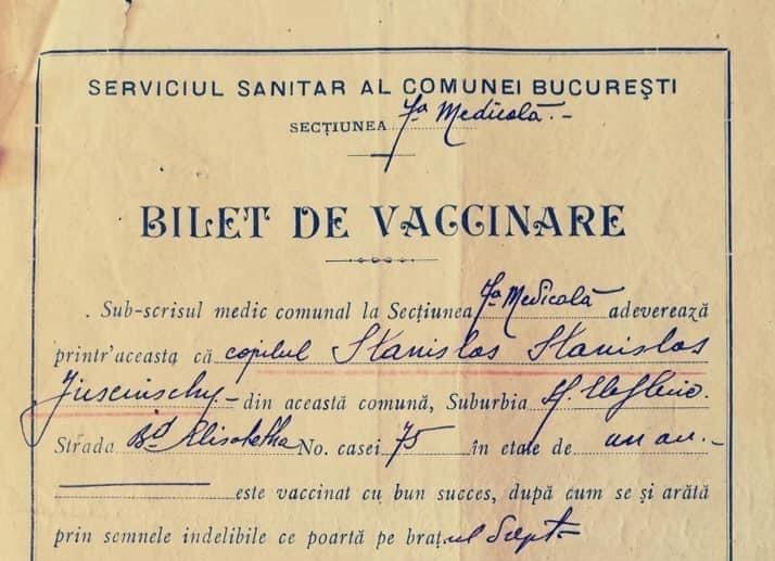 Adeverinta de vaccinare eliberata în 1910, Foto: CNCAV